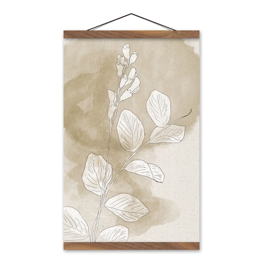 Watercolor Gold Leaf Teak Hanging Canvas